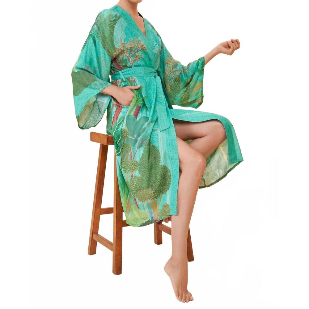NEW POWDER secret paradise kimono in green